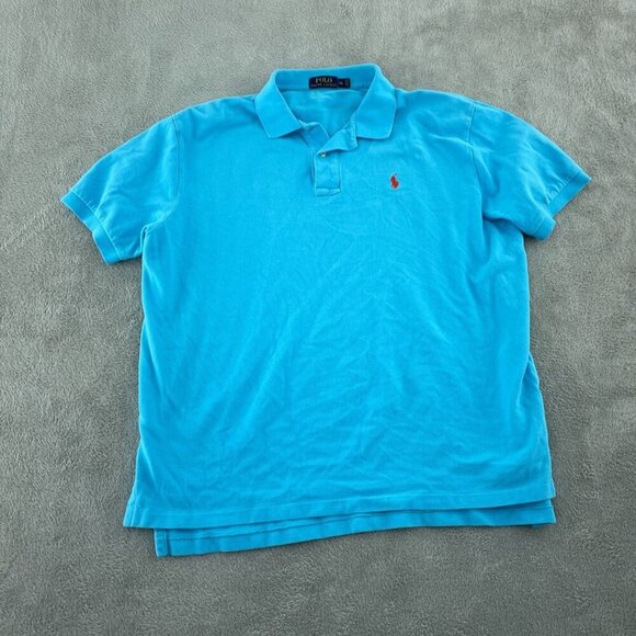 Polo Ralph Lauren Mens Blue Cotton Polo Shirt XL *flaw*b 6398 - Picture 1 of 8